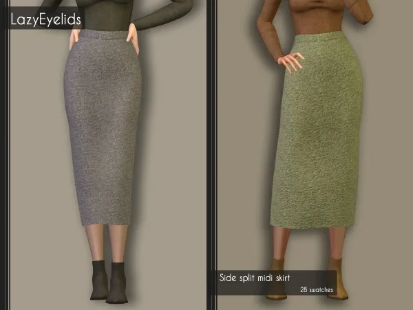 Alpha Side split midi skirt - The Sims 4 Custom Content