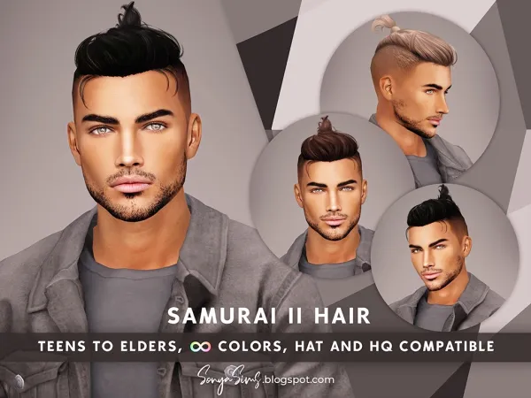Alpha Samurai II Hair NOW PUBLIC by sonyasims - The Sims 4 Custom Content