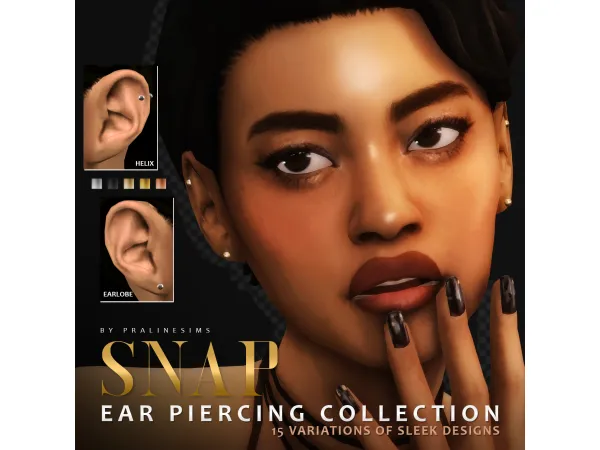 Mix SNAP Ear Piercing Collection by pralinesims - The Sims 4 Custom Content