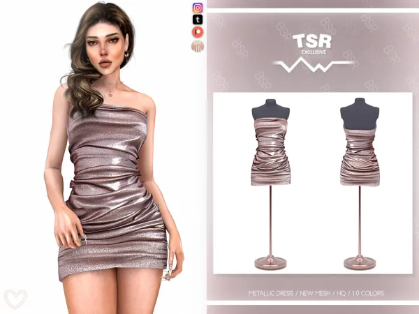 Alpha METALLIC DRESS BD1113 - The Sims 4 Custom Content