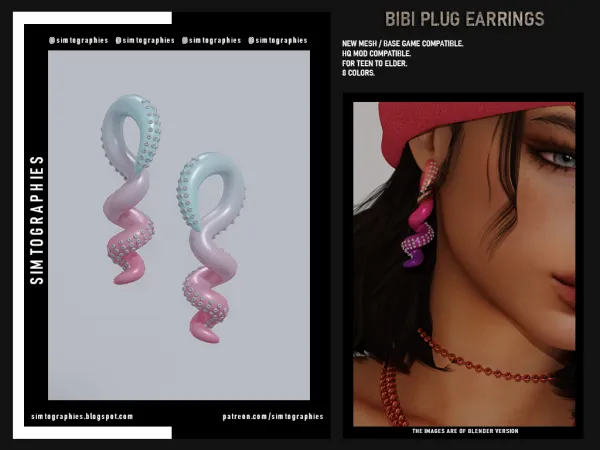 Alpha Bibi Plug Earrings - The Sims 4 Custom Content