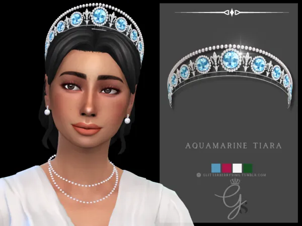 Mix Aquamarine Tiara by GlitterberryFly - The Sims 4 Custom Content