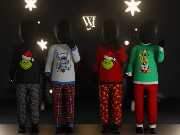 Alpha XMas Collection 2023 SleepWear Toddler by viy - The Sims 4 Custom Content
