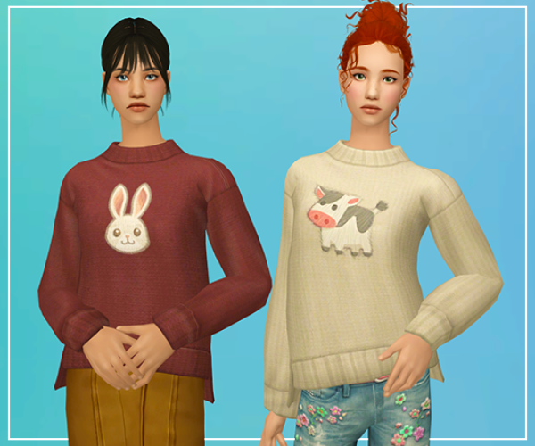 lutosimsCozyCritterSweaters by simsfinds - The Sims 2 Custom Content
