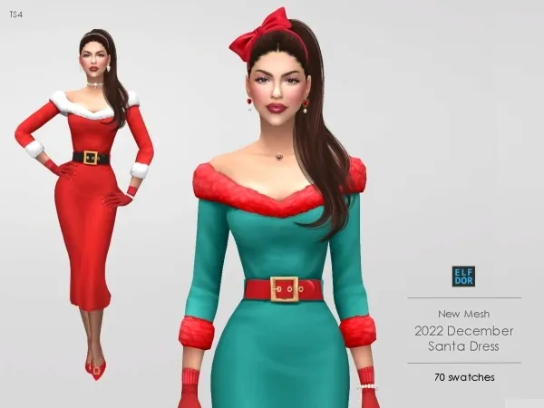Mix Santa Dress - The Sims 4 Custom Content