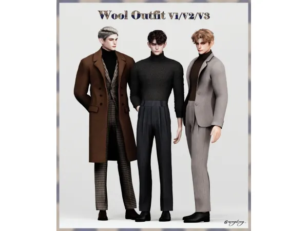 Alpha male Wool Outfits by saengchung - The Sims 4 Custom Content