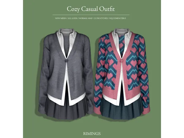 Alpha [RIMINGS] Cozy Casual Outfit by RIMINGs - The Sims 4 Custom Content