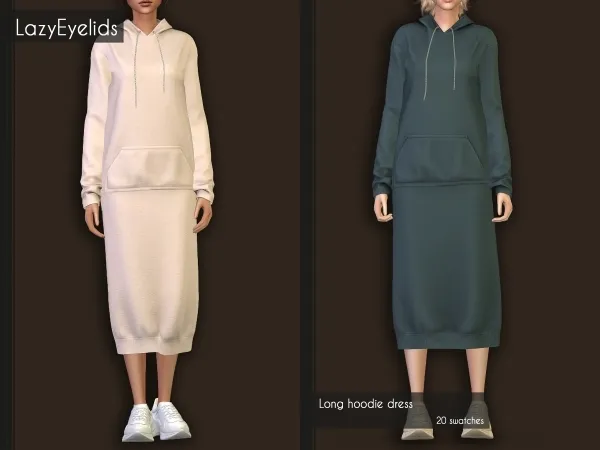 Alpha Long hoodie dress - The Sims 4 Custom Content
