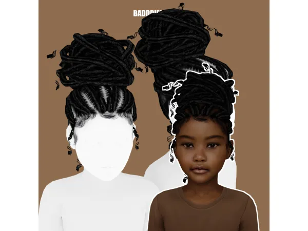 Alpha GODDESS LOCS CHILD VERSION by BadddieSims - The Sims 4 Custom Content