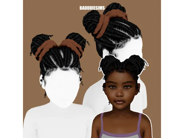Alpha MELINA HAIR CHILD VERSION by BadddieSims - The Sims 4 Custom Content