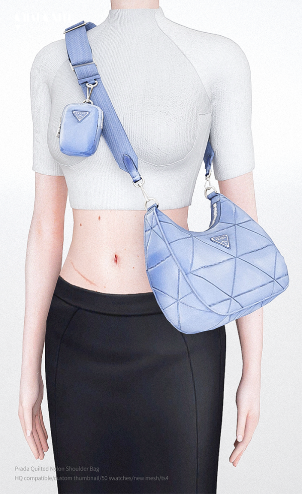 Alpha Prada Quilted Nylon Shoulder Bag by simsfinds - The Sims 4 Custom Content