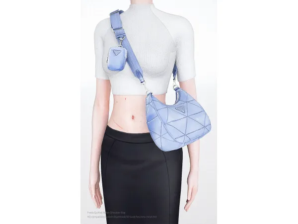 Alpha Prada Quilted Nylon Shoulder Bag by charonlee - The Sims 4 Custom Content