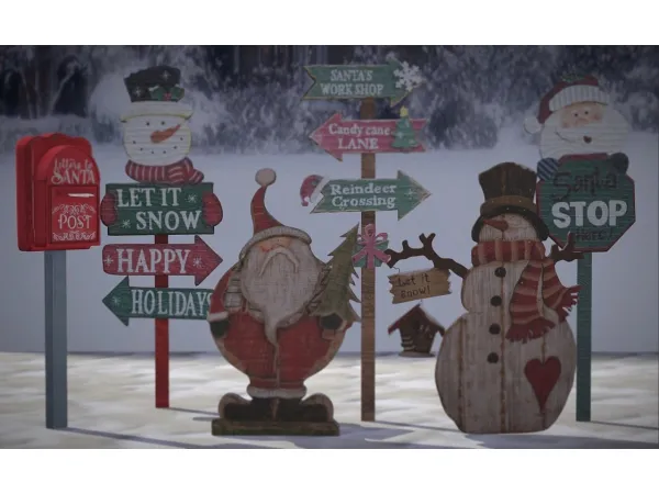 4t2 HYDRA Christmas Garden Signs Santa Mail Box - The Sims 2 Custom Content