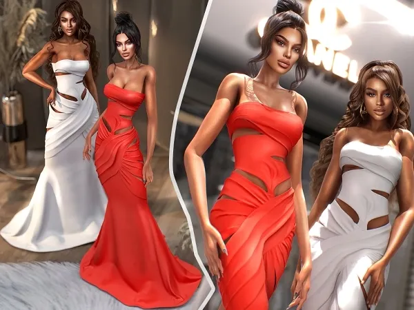 Alpha Rebecca Cut Out Dress from Cannes Film Festival 2023 by cool_content_star - The Sims 4 Custom Content