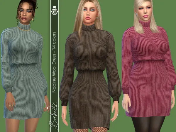 Mix Nadine Wool Dress - The Sims 4 Custom Content
