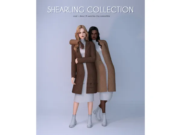 Mix Coat Dress Shearling Collection - The Sims 4 Custom Content