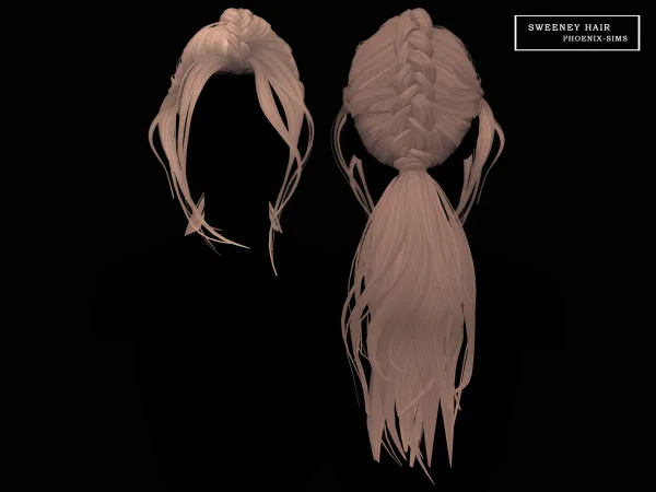 Alpha Sweeney Hair - The Sims 4 Custom Content
