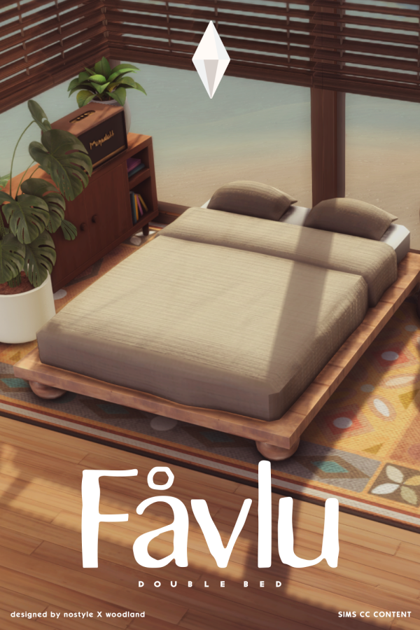 Maxis Match Fåvlu Double Bed by simsfinds - The Sims 4 Custom Content