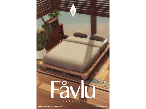 Maxis Match Fåvlu Double Bed - The Sims 4 Custom Content