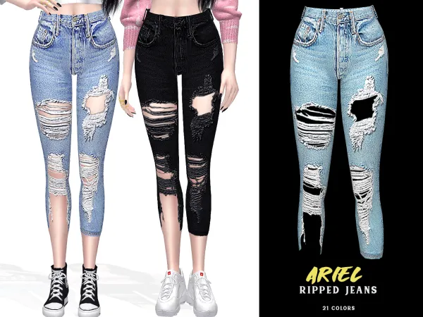 Alpha Ariel Ripped Jeans - The Sims 4 Custom Content