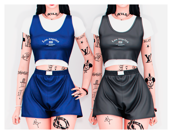 Alpha Countdown T Shirt Shorts by plbsims - The Sims 4 Custom Content