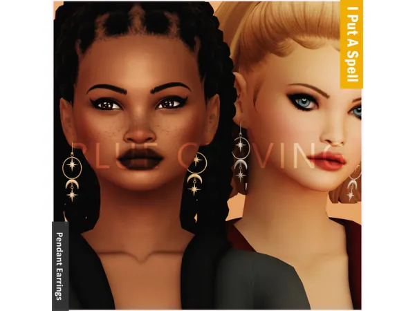 Maxis Match Blue Craving Pendant Stars Earrings - The Sims 4 Custom Content