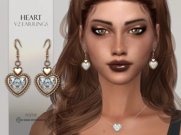 Alpha Heart V2 Earrings - The Sims 4 Custom Content