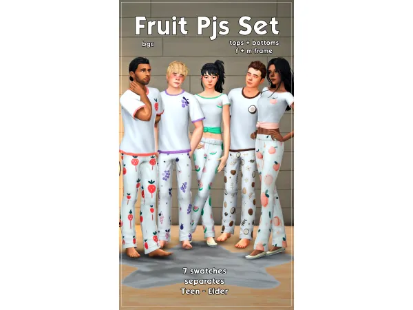 Maxis Match Fruit Pjs Set by creamlattedream - The Sims 4 Custom Content