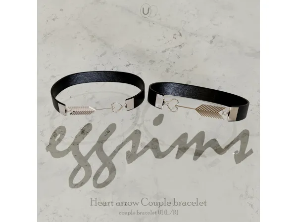 Alpha [ ver] Couple bracelet 01 Heart arrow (LR) by eggsims - The Sims 4 Custom Content