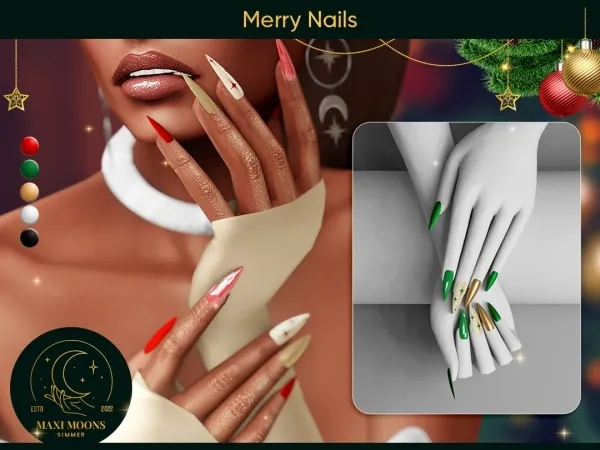 Alpha Merry Nails - The Sims 4 Custom Content