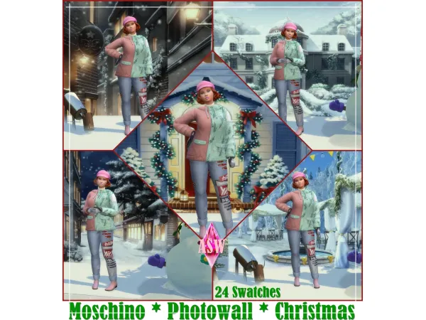 Maxis Match Moschino Photowall Christmas by AnnettsSims4Welt - The Sims 4 Custom Content
