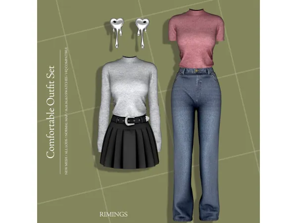 Alpha [RIMINGS] Comfortable Outfit Set by RIMINGs - The Sims 4 Custom Content
