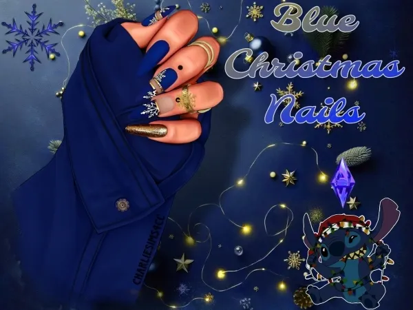 Alpha Blue Christmas nails - The Sims 4 Custom Content