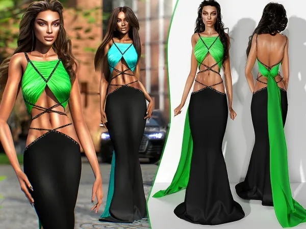 Alpha Cape Gown from Cannes Film Festival 2023 by cool_content_star - The Sims 4 custom content