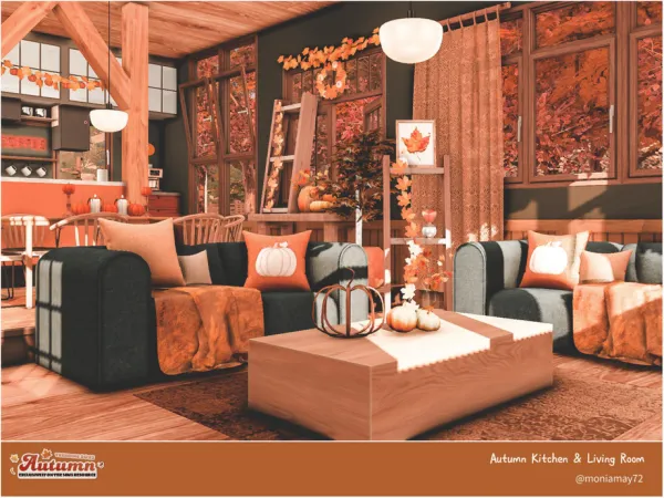 Alpha Autumn Kitchen and Living Room - The Sims 4 Custom Content