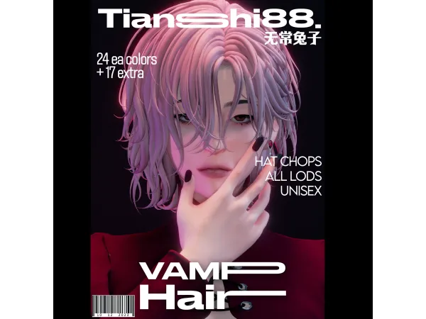 Maxis Match VAMP HAIR by tsh88 - The Sims 4 Custom Content