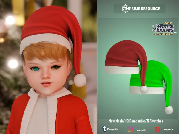 Alpha Santa Hat (Toddler) - The Sims 4 Custom Content