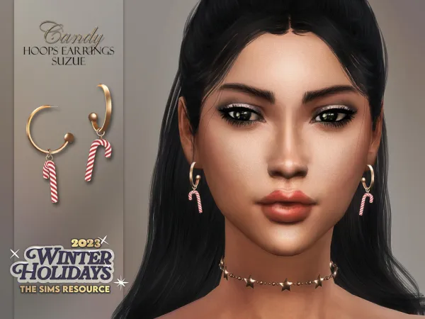 Alpha Candy Hoops Earrings - The Sims 4 Custom Content