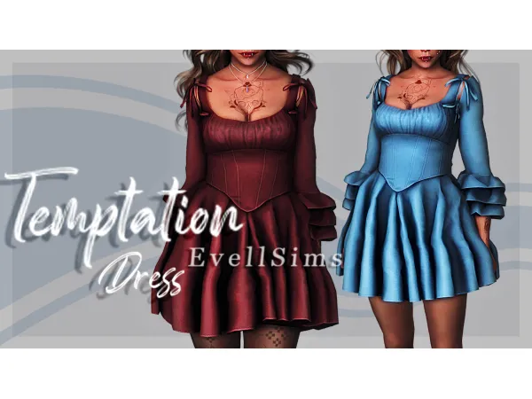Alpha Temptation Dress by evellsims - The Sims 4 Custom Content