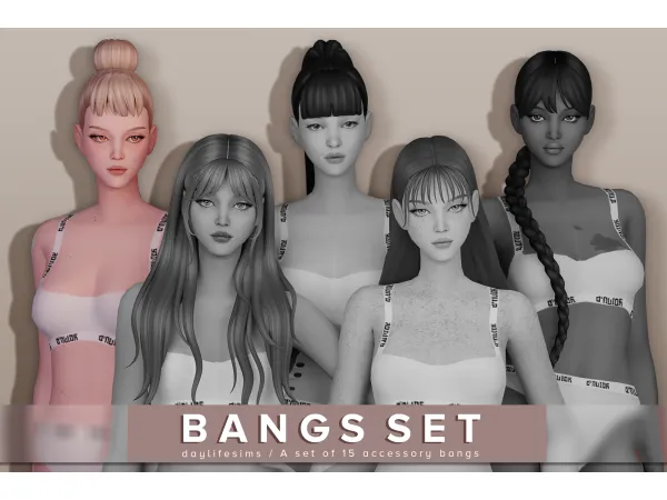 Maxis Match BANGS SET Josee - The Sims 4 Custom Content