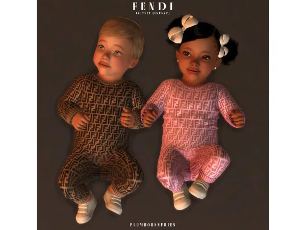 Alpha FENDI outfit (infant) by plumbobsnfries - The Sims 4 Custom Content
