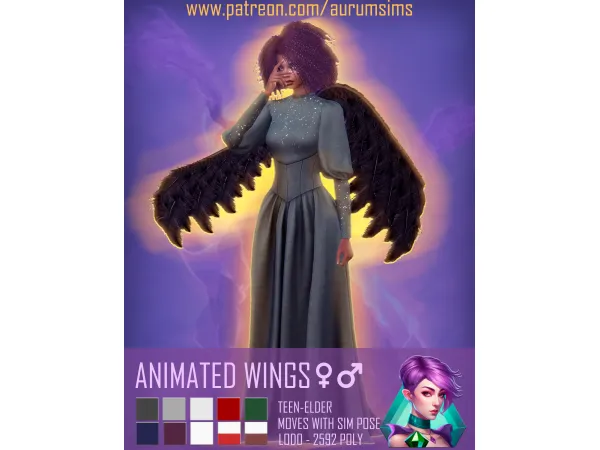 Alpha Animated Wings for female and male sims by Aurum by aurumsims - The Sims 4 Custom Content
