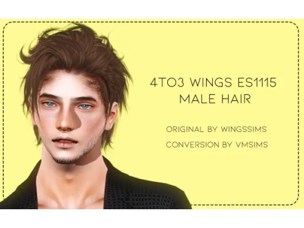 4to3 Wings ES1115 Male Hair by VMSims - The Sims 3 Custom Content
