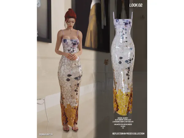 Alpha REFLECTION IN PIECES COLLECTION LOOK 01 by BrinnaAnton - The Sims 4 Custom Content
