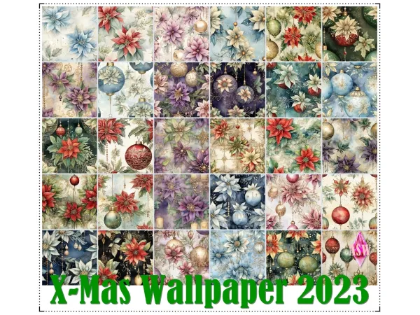 Mix X Mas Wallpapers 2023 by AnnettsSims4Welt - The Sims 4 Custom Content