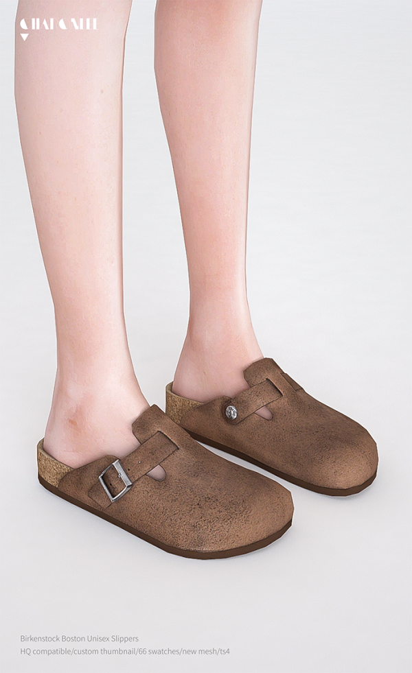 Alpha Birkenstock Boston Unisex Slippers by simsfinds - The Sims 4 Custom Content