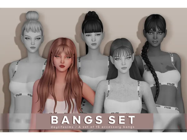 Maxis Match BANGS SET Wednesday - The Sims 4 Custom Content