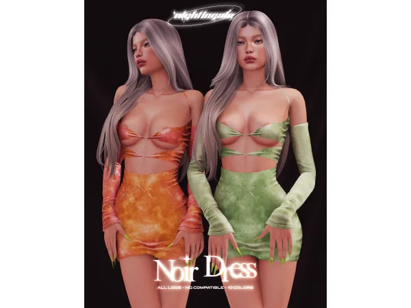 Alpha Noir Dress by nightingalesims - The Sims 4 Custom Content