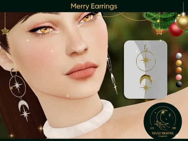 Alpha Merry Earrings - The Sims 4 Custom Content