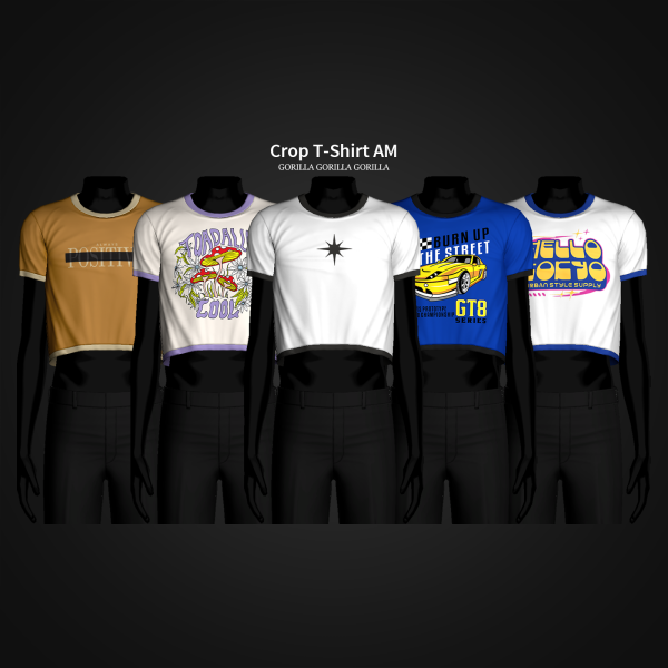 Alpha Crop T Shirt AM by simsfinds - The Sims 4 Custom Content